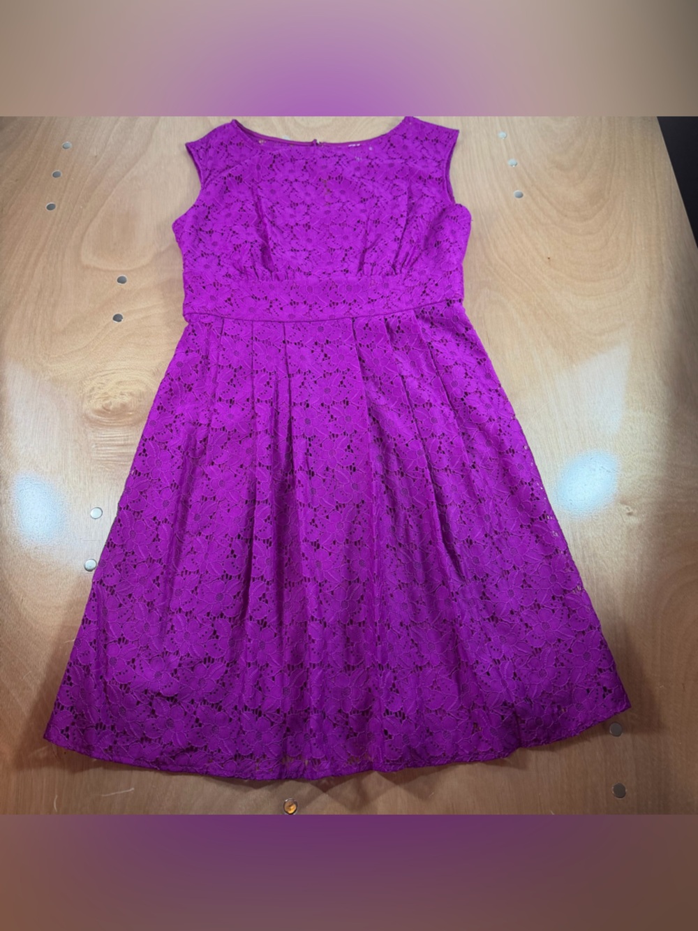 SD Collection Strapless Lace Fit-and-Flare Dress in Purple